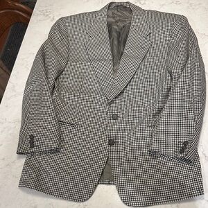 Vintage Canali Grey and White Houndstooth Blazer